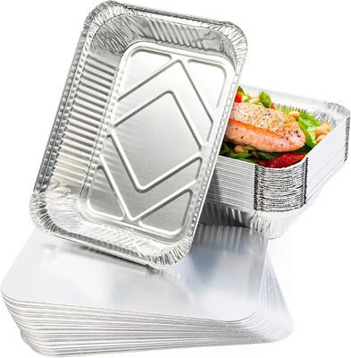 Eco - Friendly Silver Foil Container Food Packaging Solutions Lunch Box