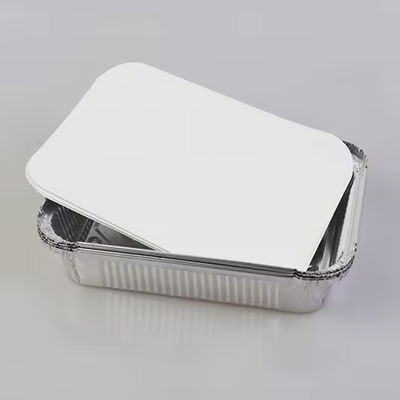 Rechteckiger Einweg-Aluminiumfolien-Lebensmittelbehälter mit herunterklappbarem Deckel, perfekt für Restaurant-Ausflüge, Catering-Veranstaltungen und Essenszubereitung